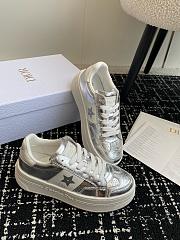 Dior Star Platform Sneaker Silver Tone Crinkled-Effect Lambskin and White Calfskin - 1