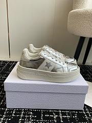 Dior Star Platform Sneaker Silver Tone Crinkled-Effect Lambskin and White Calfskin - 6