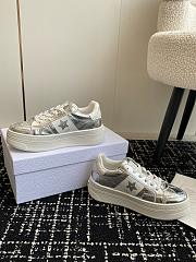 Dior Star Platform Sneaker Silver Tone Crinkled-Effect Lambskin and White Calfskin - 2