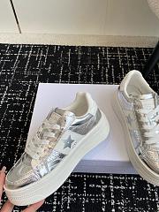 Dior Star Platform Sneaker Silver Tone Crinkled-Effect Lambskin and White Calfskin - 4