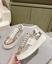 Dior Star Platform Sneaker Gold Tone Crinkled Effect Lambskin and White Calfskin - 1