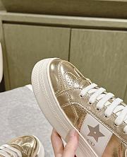 Dior Star Platform Sneaker Gold Tone Crinkled Effect Lambskin and White Calfskin - 4