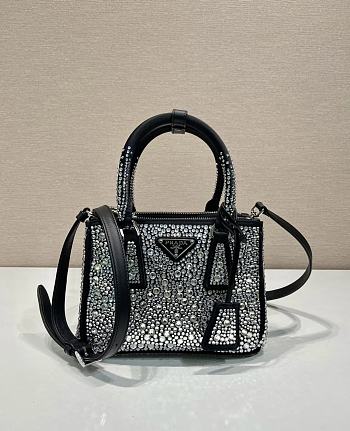 Prada Galleria Satin Mini Bag With Crystals Metal - 20x14.5x9.5cm