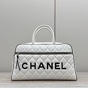 Chanel Vintage Logo Bowler Bag Quilted Lambskin Large White - 47x27x13cm - 4