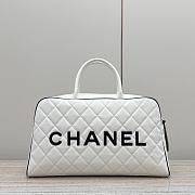 Chanel Vintage Logo Bowler Bag Quilted Lambskin Large White - 47x27x13cm - 5