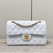 Chanel Classic White Lamskin Gold Hardware Bag - 14.5x23x6cm - 1