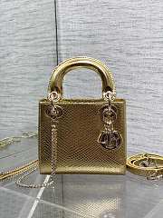 Mini Lady Dior Bag Python Gold - 17x15x7cm - 6