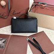 Polo Piana Extra Pocket L19 Ostrich Leather Black Silver Hardware - 11x19x7cm - 5