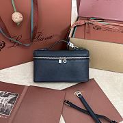 Polo Piana Extra Pocket L19 Ostrich Leather Navy Silver Hardware - 11x19x7cm - 3