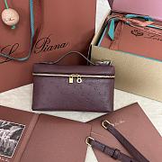 Polo Piana Extra Pocket L19 Ostrich Leather Burgundy Gold Hardware - 11x19x7cm - 1