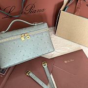 Polo Piana Extra Pocket L19 Ostrich Leather Eucalyptus Silver Hardware - 11x19x7cm - 6