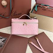 Polo Piana Extra Pocket L19 Ostrich Leather Pink Gold Hardware - 11x19x7cm - 1