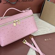 Polo Piana Extra Pocket L19 Ostrich Leather Pink Gold Hardware - 11x19x7cm - 4