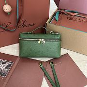 Polo Piana Extra Pocket L19 Ostrich Leather Green Gold Hardware - 11x19x7cm - 1