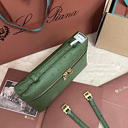 Polo Piana Extra Pocket L19 Ostrich Leather Green Gold Hardware - 11x19x7cm - 6