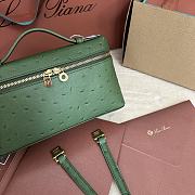 Polo Piana Extra Pocket L19 Ostrich Leather Green Gold Hardware - 11x19x7cm - 2