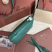 Polo Piana Extra Pocket L19 Ostrich Leather Green Malachite Silver Hardware - 11x19x7cm - 3