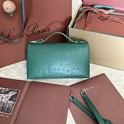 Polo Piana Extra Pocket L19 Ostrich Leather Green Malachite Silver Hardware - 11x19x7cm - 5