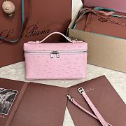 Polo Piana Extra Pocket L19 Ostrich Leather Pink Silver Hardware - 11x19x7cm - 1