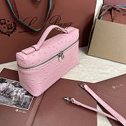 Polo Piana Extra Pocket L19 Ostrich Leather Pink Silver Hardware - 11x19x7cm - 6