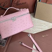 Polo Piana Extra Pocket L19 Ostrich Leather Pink Silver Hardware - 11x19x7cm - 4