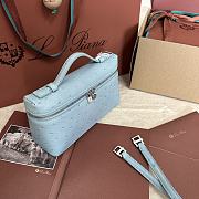 Polo Piana Extra Pocket L19 Ostrich Leather Light Blue Hardware - 11x19x7cm - 5