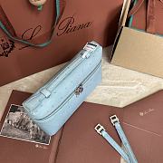 Polo Piana Extra Pocket L19 Ostrich Leather Light Blue Hardware - 11x19x7cm - 3