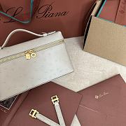 Polo Piana Extra Pocket L19 Ostrich Leather Off White Gold Hardware - 11x19x7cm - 2