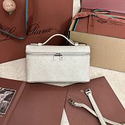 Polo Piana Extra Pocket L19 Ostrich Leather Off White Silver Hardware - 11x19x7cm - 1