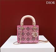 Mini Lady Dior Bag Metallic Lambskin And Rose Des Vents Satin Embroidered With Beads - 17x15x7cm - 1