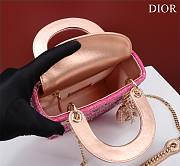 Mini Lady Dior Bag Metallic Lambskin And Rose Des Vents Satin Embroidered With Beads - 17x15x7cm - 4