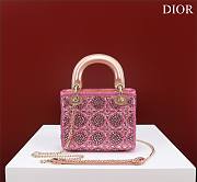 Mini Lady Dior Bag Metallic Lambskin And Rose Des Vents Satin Embroidered With Beads - 17x15x7cm - 3