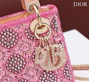 Mini Lady Dior Bag Metallic Lambskin And Rose Des Vents Satin Embroidered With Beads - 17x15x7cm - 2