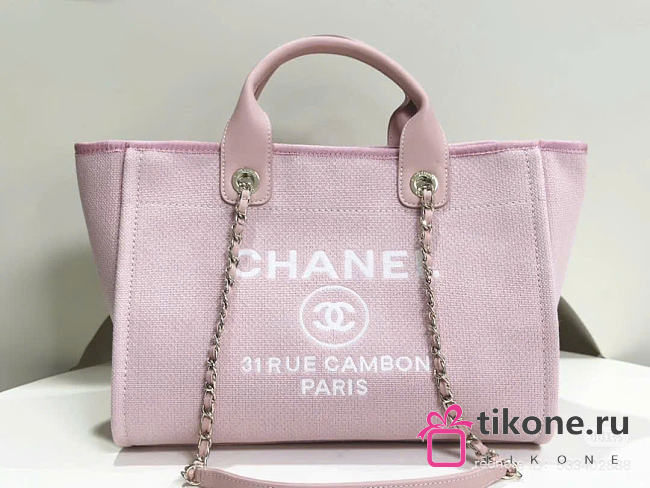 Chanel Shopping Bag Deauville Pink Tweeds & Fabrics - 22x39x13cm - 1