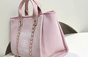 Chanel Shopping Bag Deauville Pink Tweeds & Fabrics - 22x39x13cm - 6