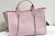 Chanel Shopping Bag Deauville Pink Tweeds & Fabrics - 22x39x13cm - 4