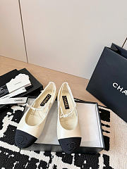 Chanel Mary Janes Lambskin Grosgrain Ivory Black - 2