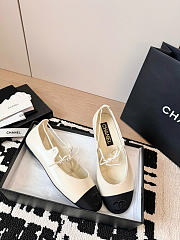 Chanel Mary Janes Lambskin Grosgrain Ivory Black - 5