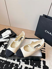 Chanel Mary Janes Lambskin Grosgrain Ivory Black - 6