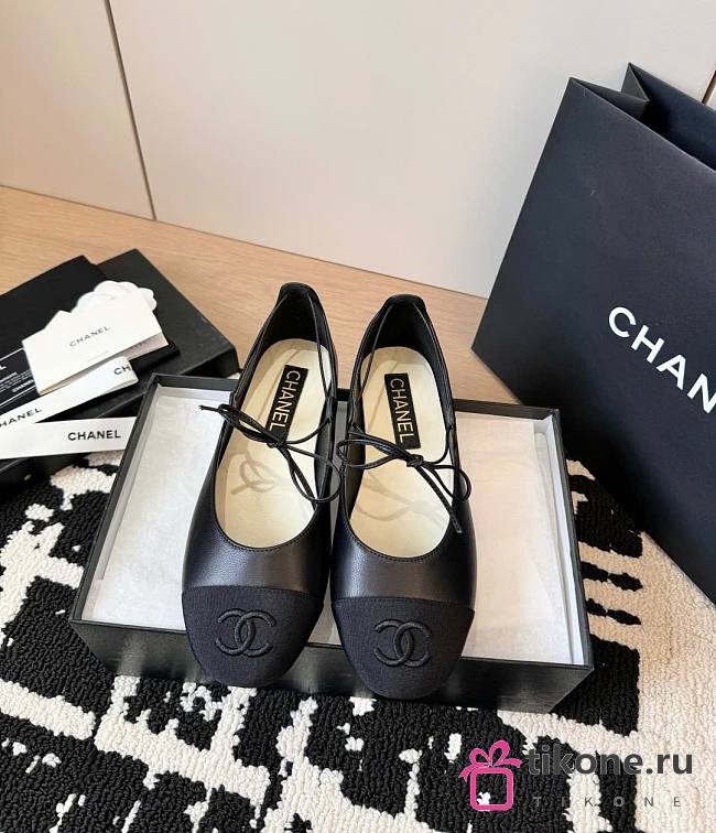 Chanel Mary Janes Lambskin Grosgrain Black - 1