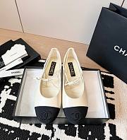 Chanel Mary Janes Lambskin Grosgrain Ivory Black - 1