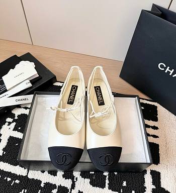 Chanel Mary Janes Lambskin Grosgrain Ivory Black