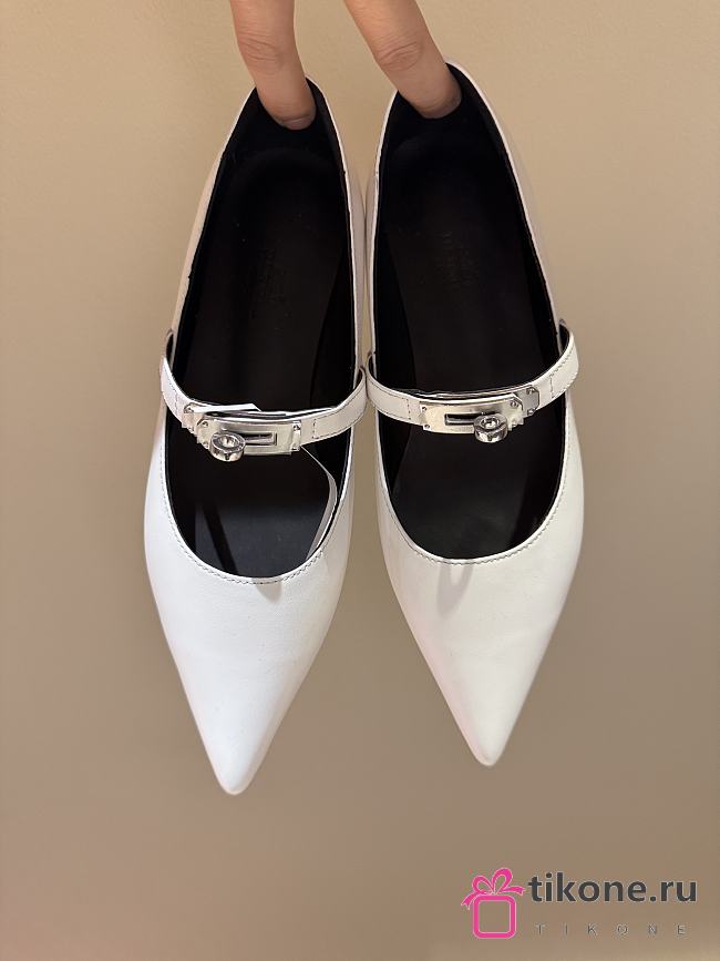 Hermes Kelly Ballet Flat White - 1