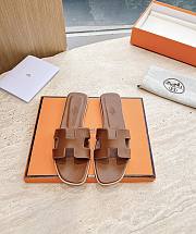 Hermes Oran Sandal Lamskin Brown 16972 - 1