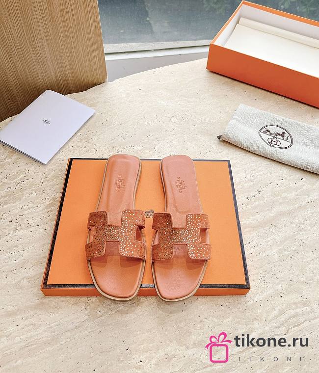 Hermes Oran Sandal Lamskin Blingbling Orange - 1