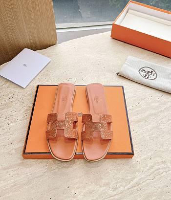 Hermes Oran Sandal Lamskin Blingbling Orange