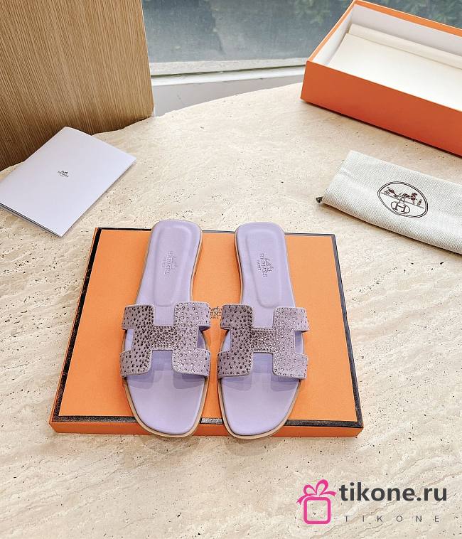 Hermes Oran Sandal Lamskin Blingbling Purple - 1