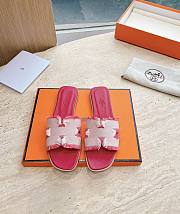 Hermes Oran Sandal Fabric Pink - 1