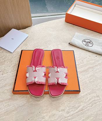 Hermes Oran Sandal Fabric Pink