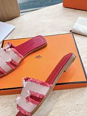 Hermes Oran Sandal Fabric Pink - 6